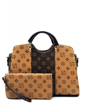 Monogrammed 2-in-1 Satchel CS2730C TanBROWN